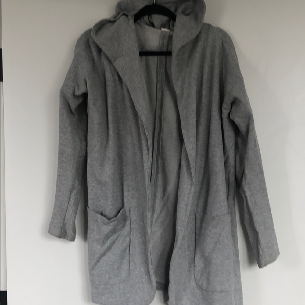 Heather grey gap terry hooded cardigan